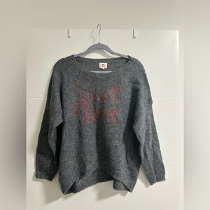 Sundry Just Love Embroidered Sweater Wool Mohair